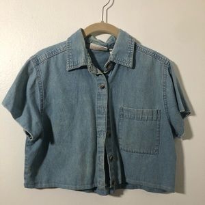 Vintage cropped denim button up